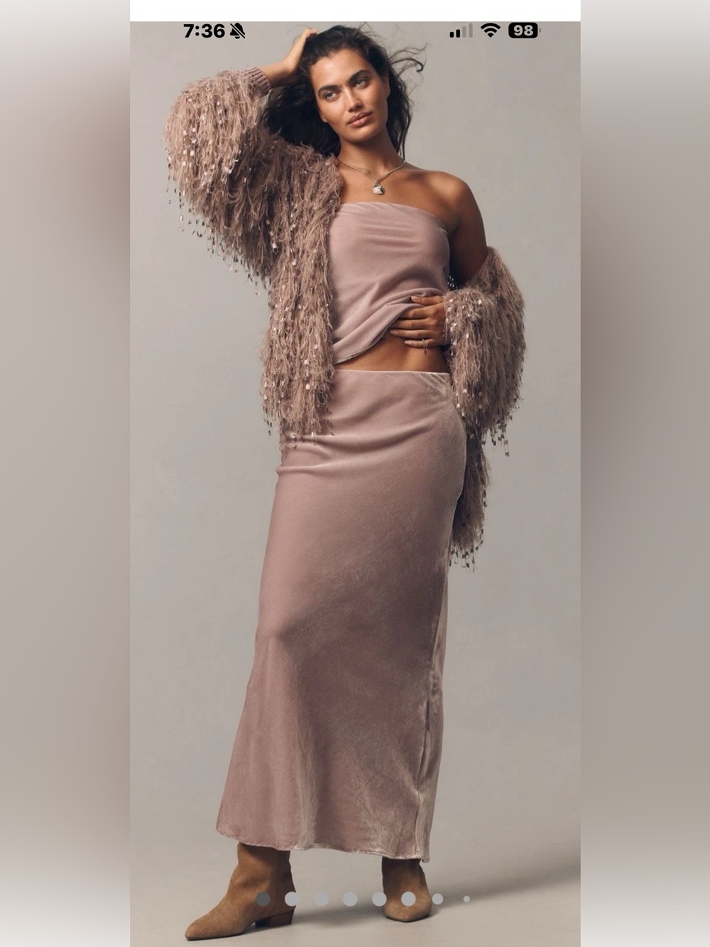 NWT SET Anthropologie The Tilda Maxi Slip Skirt & Top: Velvet Edition, Size S &M